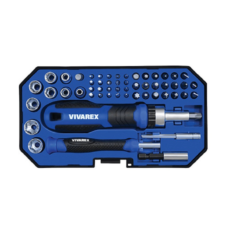 پیچ گوشتی جغجغه ای ساعتی و سری بکس ویوارکس مدل vr5565-sd مجموعه 55 عددی