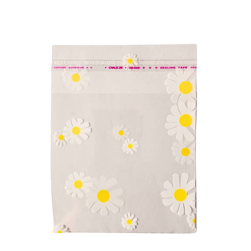 سلفون بسته بندی مدل لبه چسبدار طرح بابونه  15 × 12 بسته 50 عددی