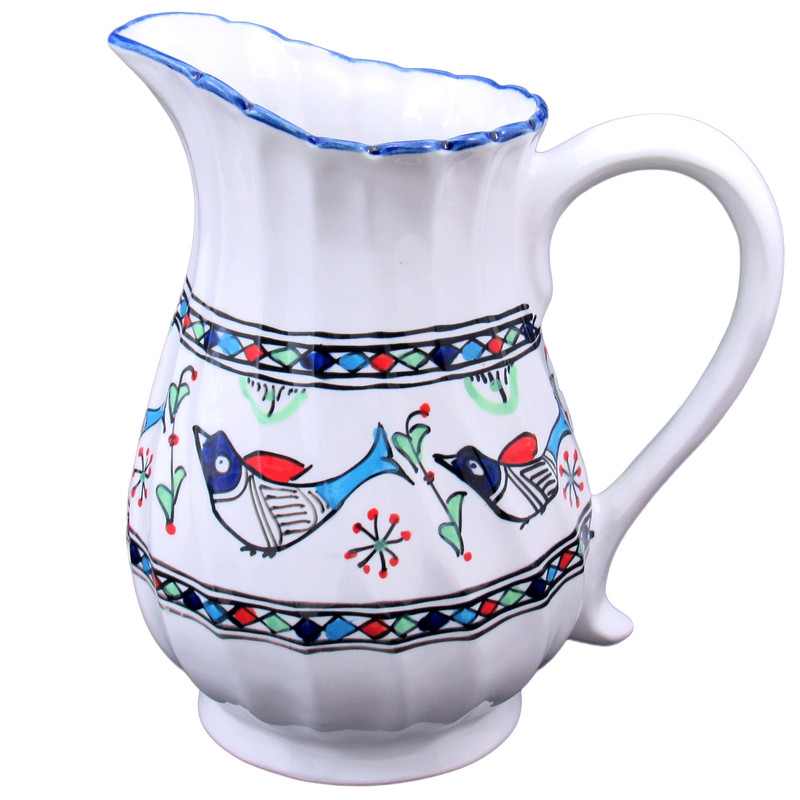 پارچ پیچ چینی میبدمروارید مدل مرغی رنگی
