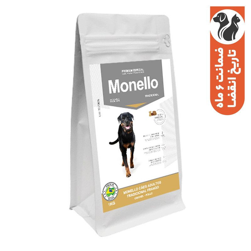 غذای خشک سگ بالغ مونلو مدل Monello Traditional با طعم مرغ و برنج وزن 1 کیلوگرم
