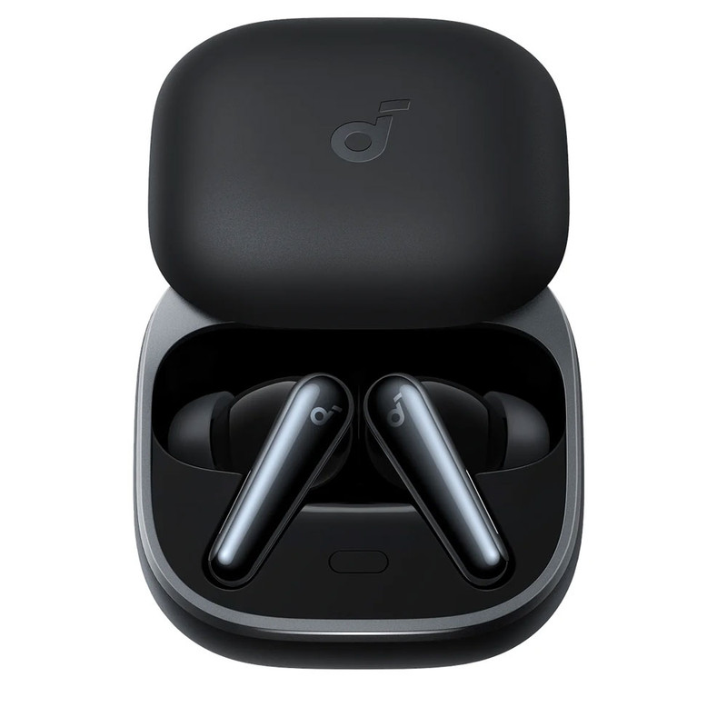 هدفون بلوتوثی انکر مدل Soundcore Liberty 5 با نویز کنسلینگ فعال (ANC)، درگاه شارژ USB Type-C، تا 30 ساعت زمان پخش موسیقی، دارای سنسور نوری داخل گوش و مقاوم در برابر رطوبت و عرق