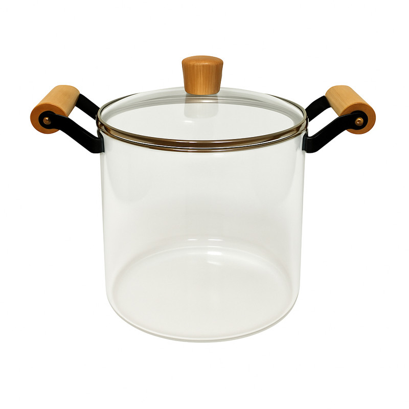 قابلمه پیرکس مدل شعله مستقیم دسته بامبو کد 5.5L سایز 20