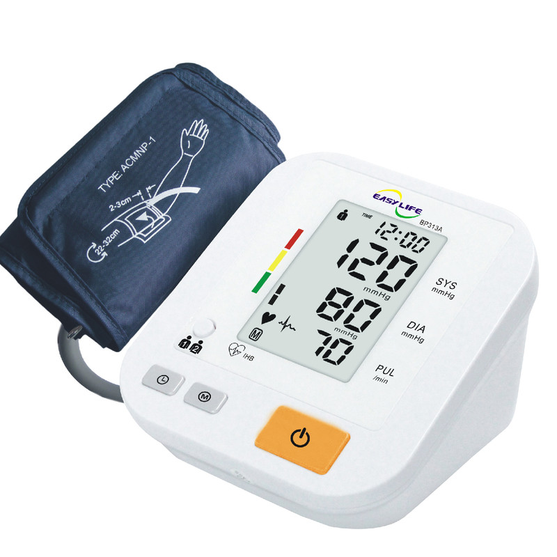 فشارسنج دیجیتال بازویی ایزی لایف مدل BP313A با قابلیت اندازه‌گیری فشار خون و ضربان قلب، تشخیص آریتمی، بازوبند قابل شستشو، منبع انرژی باتری و کابل USB، مناسب بازو 22 تا 42 سانتی‌متر
