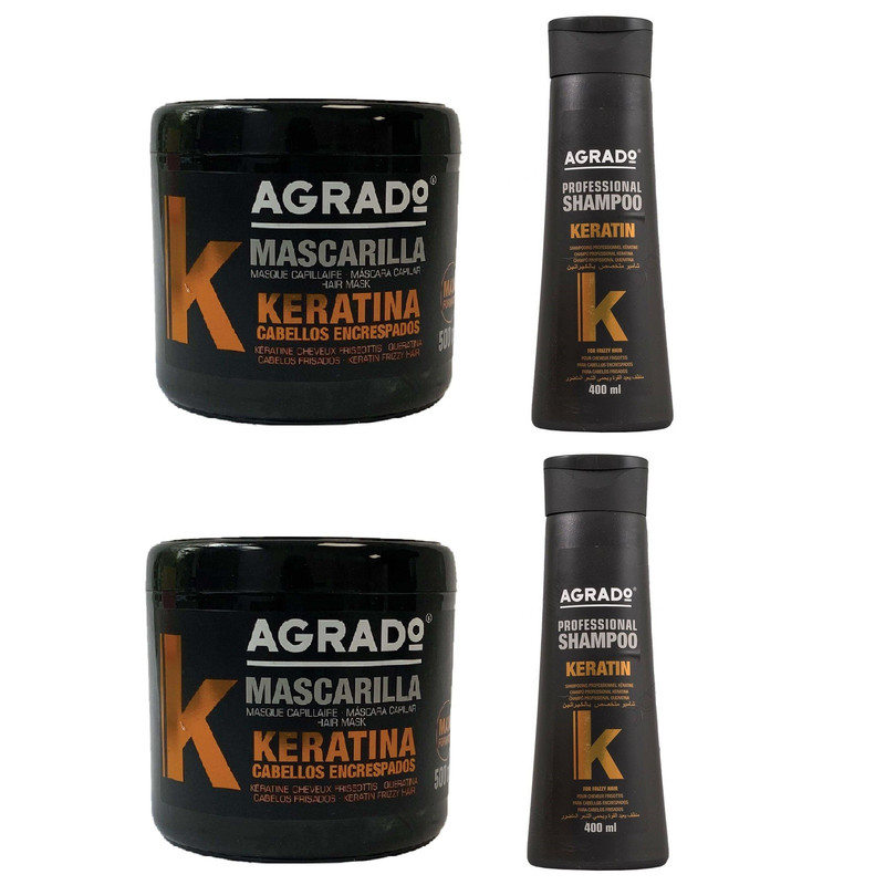 ماسک مو آگرادو مدل K01 حجم 500 میلی لیتر بسته دو عددی به همراه شامپو مو مدل K01 حجم 400 میلی لیتر بسته 2 عددی
