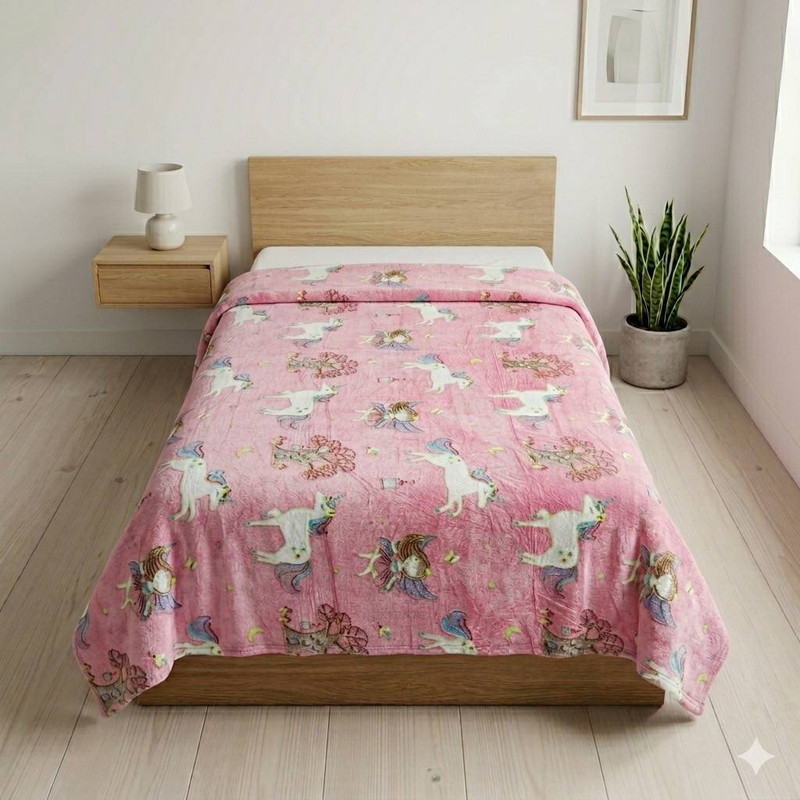 پتو مسافرتی 1 نفره مدل اسب تک شاخ سایز 200x150 سانتی‌متر