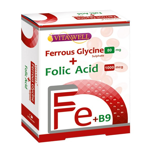 کپسول فروس گلایسین سولفات پلاس فولیک اسید ویتاول بسته 30 عددی