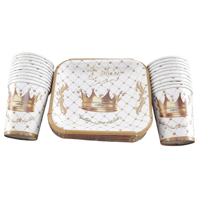 پیش دستی و لیوان یکبار مصرف مدل CROWN بسته 20 عددی
