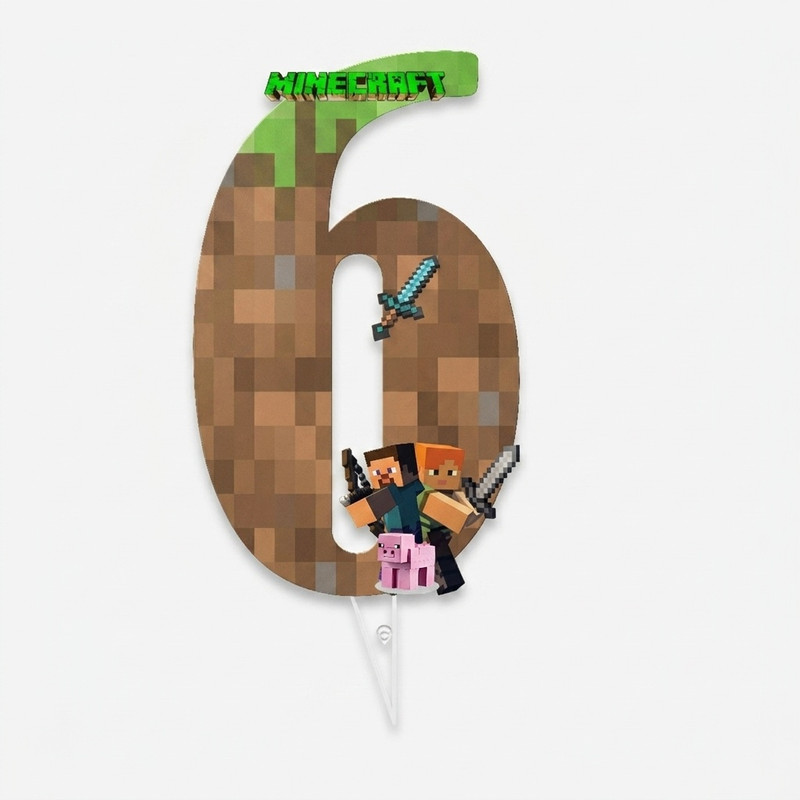 تاپر تولد مدل Minecraft مجموعه 6 عددی