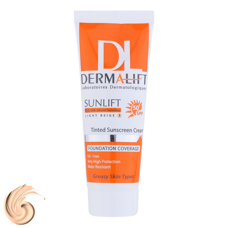 کرم ضدآفتاب رنگی درمالیفت مدل Sunlift SPF50 بژ روشن، حجم 40 میلیلیتر