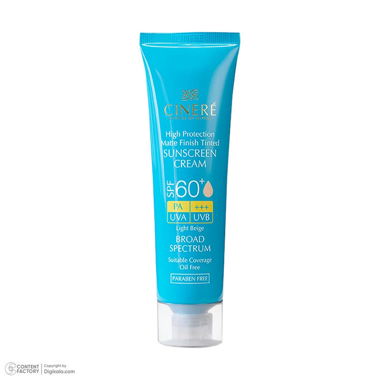 کرم ضدآفتاب رنگی سینره +SPF60 مدل 8411، مناسب پوستهای چرب، حجم 50 میلیلیتر