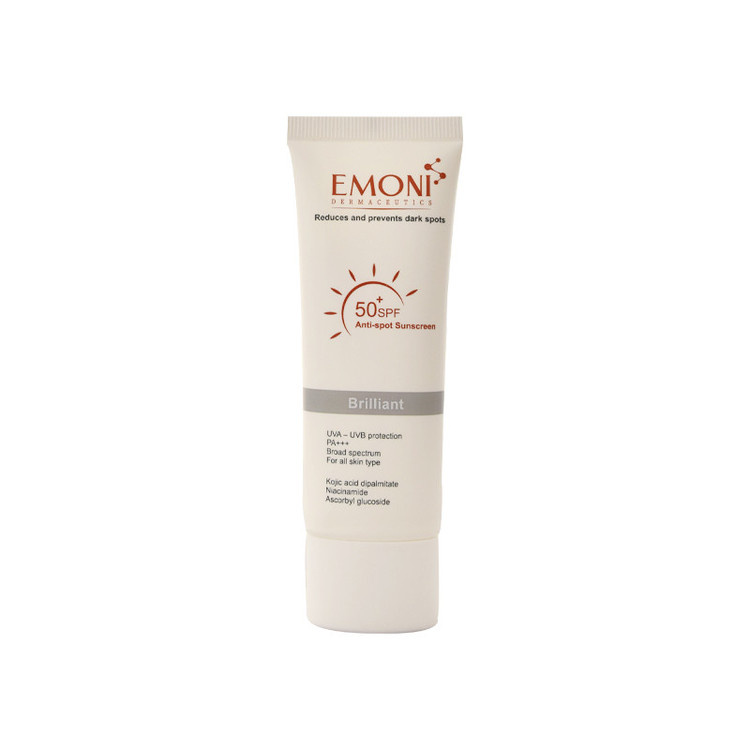 کرم ضد آفتاب بدون رنگ امونی spf50 مدل brilliant مناسب انواع پوست حجم 50 میلیلیتر