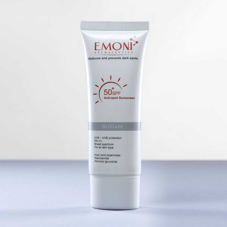کرم ضد آفتاب بدون رنگ امونی spf50 مدل brilliant مناسب انواع پوست حجم 50 میلیلیتر