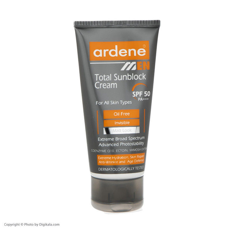 کرم ضدآفتاب بیرنگ آردن SPF50 مدل Total Sun Block مناسب انواع پوست وزن 50 گرم