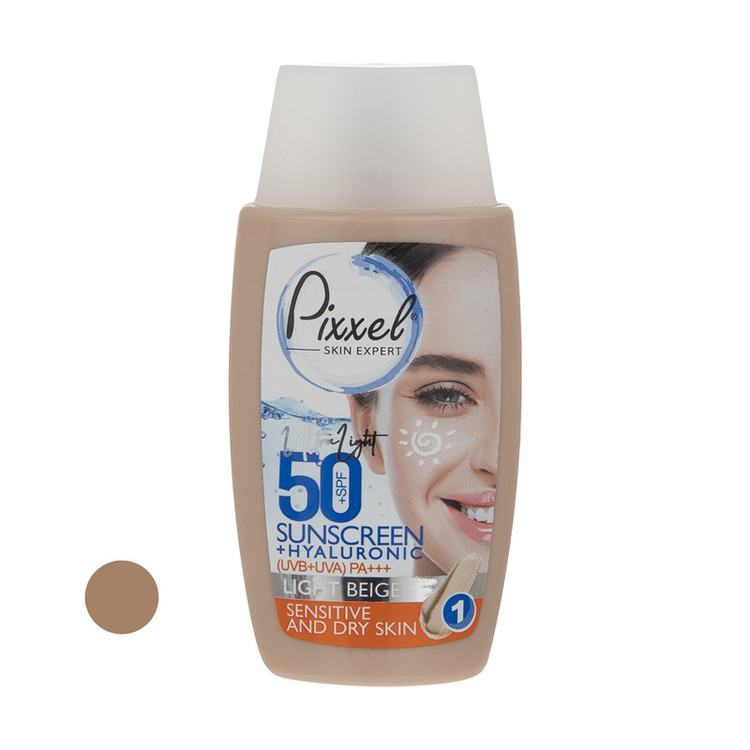 کرم ضدآفتاب رنگی پیکسل +SPF50 مدل LIGHT BEIGE، مناسب پوستهای حساس و خشک، حجم 50 میلیلیتر