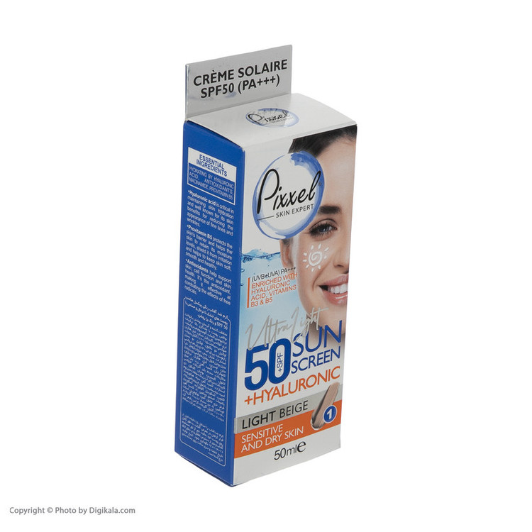 کرم ضدآفتاب رنگی پیکسل +SPF50 مدل LIGHT BEIGE، مناسب پوستهای حساس و خشک، حجم 50 میلیلیتر