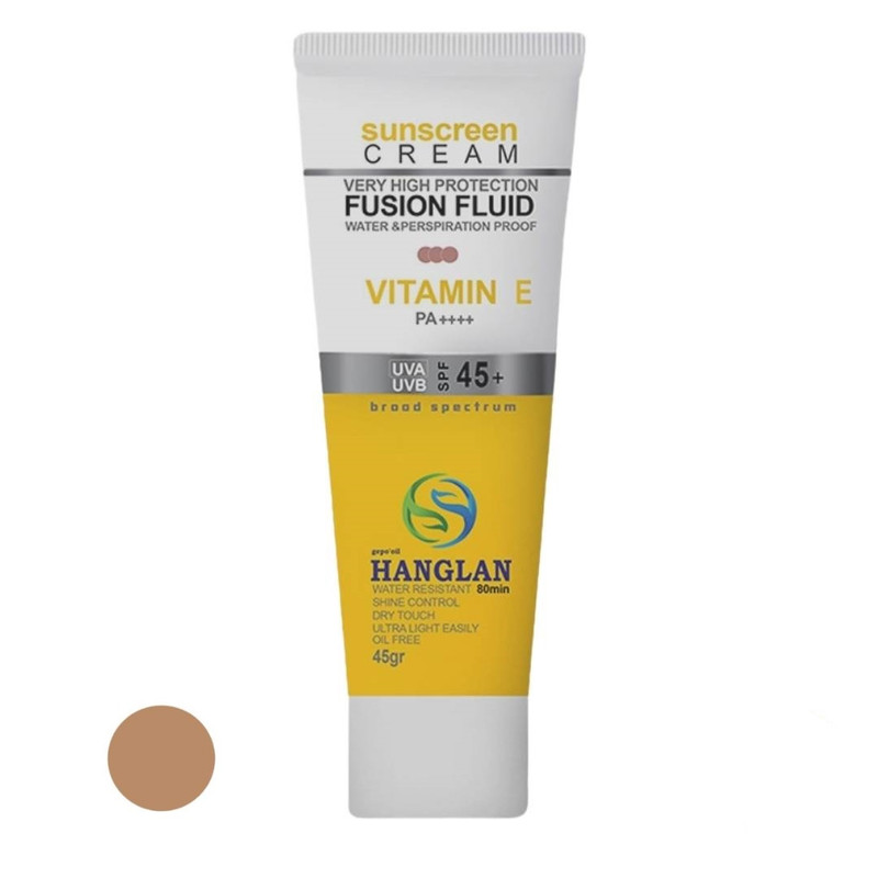 کرم ضد آفتاب رنگی صورت جي پو اويل هانگلن SPF 45 مدل vitamin E ‌محافظ UVA ،UVB و PA+++ مناسب برای انواع پوست حجم 45 میلی لیتر