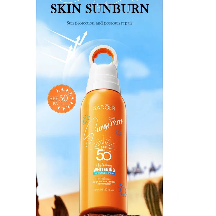اسپری ضدآفتاب بدون رنگ سادور SPF 50 مدل سبک محافظ UVA ، UVB و +++PA حاوی آبرسان مناسب انواع پوست حجم 150 میلی لیتر