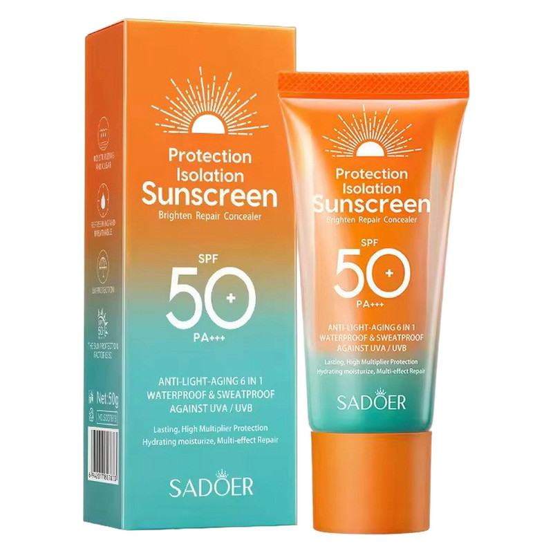 کرم ضد آفتاب بدون رنگ سادور SPF 50 مدل PI محافظ UVA ،UVB و PA+++، ضد حساسیت، ضد چروک و ضد پیری، مناسب انواع پوست‌  وزن 50 گرم
