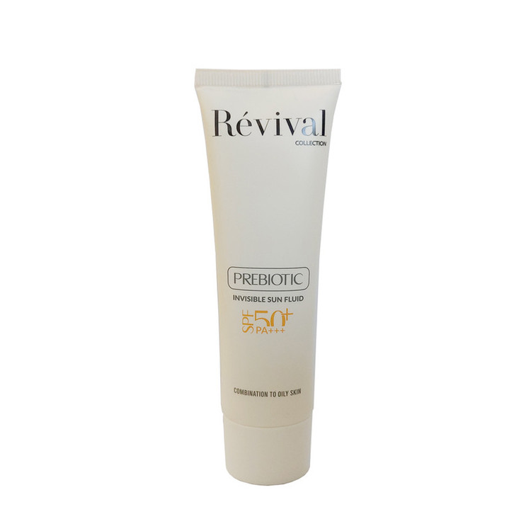 فلوئید ضد آفتاب بدون رنگ کلکسیون رویوال spf 50 مدل PREBIOTIC مناسب پوست های چرب و مختلط حجم 50 میلی لیتر