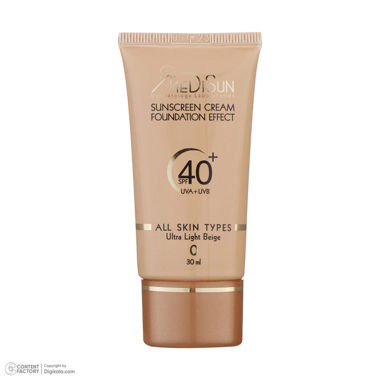 کرم ضدآفتاب رنگی مدیسان مدل Ultra Light Beige SPF40 مناسب انواع پوست، حجم 30 میلیلیتر