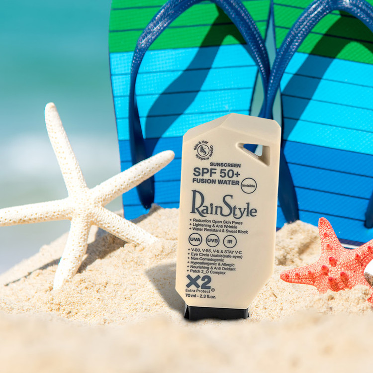 کرم ضدآفتاب بیرنگ رین استایل، SPF50، مدل فیوژن واتر، مناسب انواع پوست با حجم 70 میلیلیتر، ضد آب، محافظتکننده در برابر اشعههای UVA و UVB، ضد حساسیت، غیر کومدونزا و فاقد پارابن، روشنکننده، ضد چروک و پیری،با ماندگاری 5 ساعته