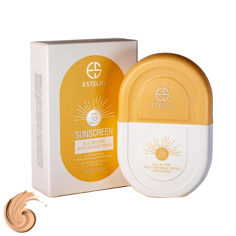 کرم ضدآفتاب رنگی استیلن SPF70 مدل All-In-One مناسب برای انواع پوست، حجم 60 میلیلیتر