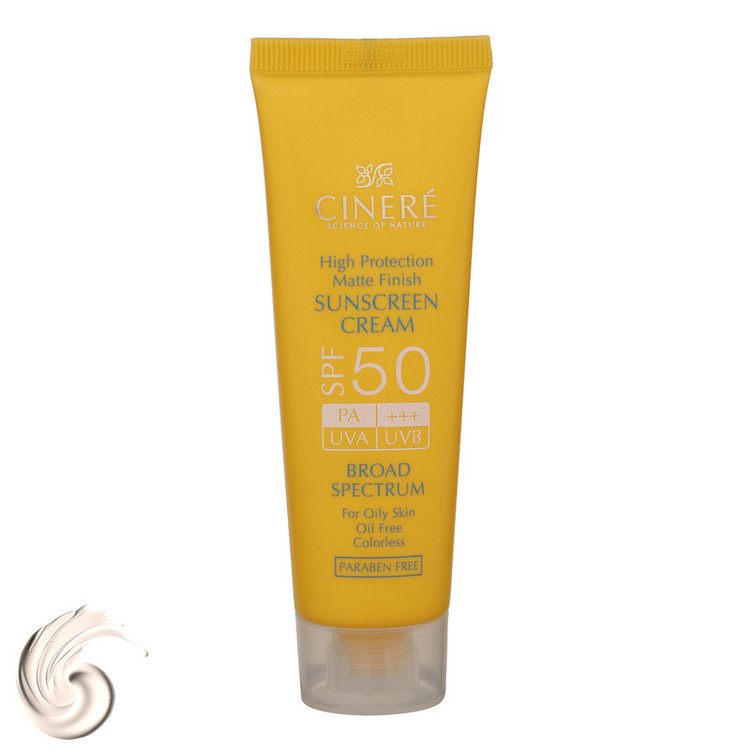 کرم ضدآفتاب بیرنگ سینره مدل SPF50 مناسب پوست چرب، حجم 50 میلیلیتر