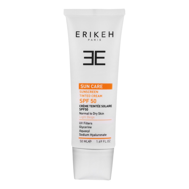 کرم ضد آفتاب رنگی صورت اریکه spf50 مدل Light Beige مناسب برای انواع پوست نرمال تا خشک حجم 50 میلیلیتر