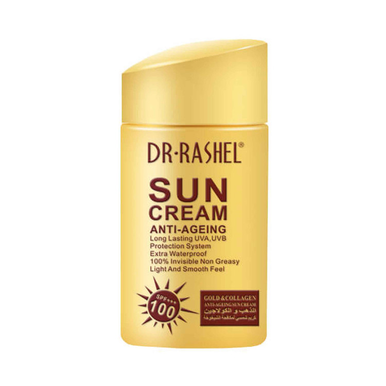 کرم ضد آفتاب بی رنگ دکتر راشل SPF 100 مدل anti aging مناسب انواع پوست حجم 80 میلی لیتر