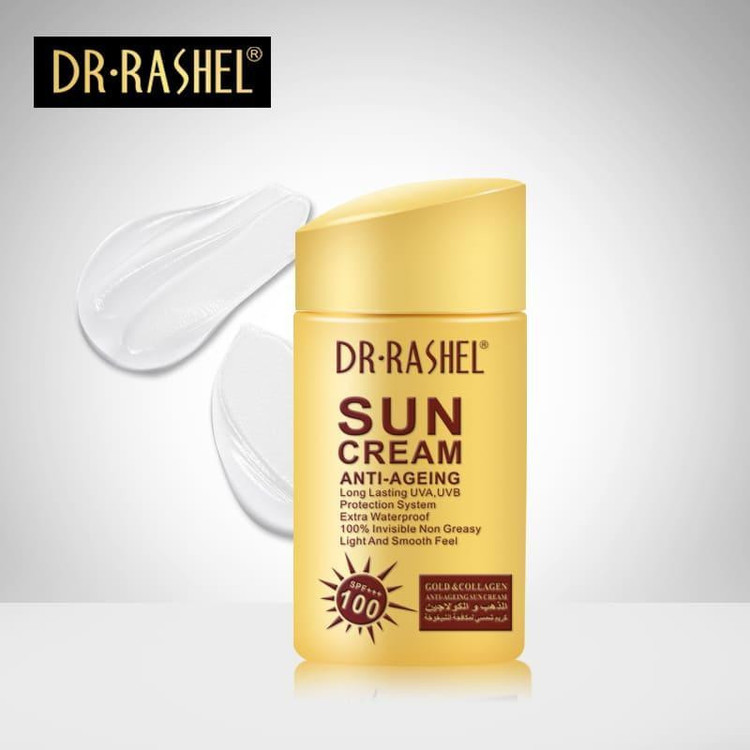 کرم ضد آفتاب بی رنگ دکتر راشل SPF 100 مدل anti aging مناسب انواع پوست حجم 80 میلی لیتر