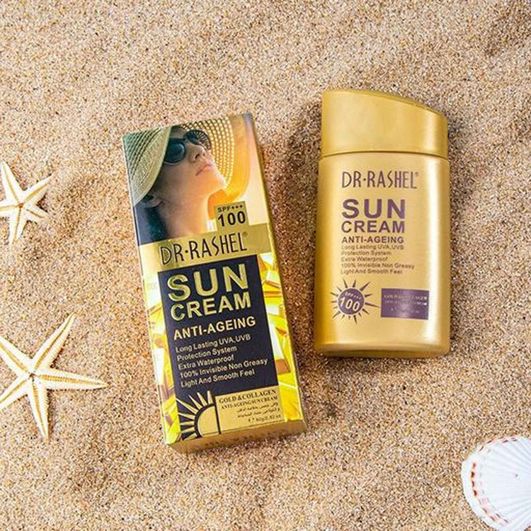 کرم ضد آفتاب بی رنگ دکتر راشل SPF 100 مدل anti aging مناسب انواع پوست حجم 80 میلی لیتر
