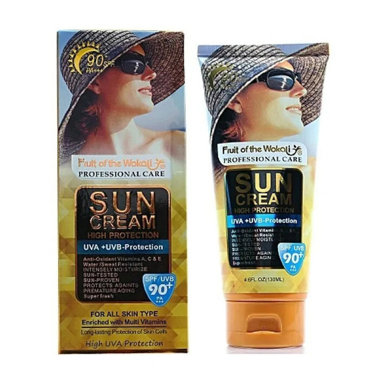 کرم ضدآفتاب بدون رنگ وکالی SPF90 مدل 01 مناسب برای انواع پوستها، حجم 130 میلیلیتر