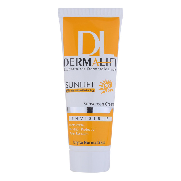 کرم ضد آفتاب بیرنگ صورت درمالیفت SPF 50 مدل SUNLIFT SPF50 محافظ UVA ،UVB، ضد آب، مناسب پوست خشک حجم 40 میلیلیتر مناسب برای خشک، معمولی حجم 40 میلیلیتر