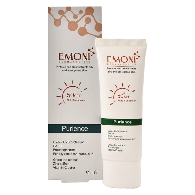 کرم ضد آفتاب بدون رنگ امونی spf50 مدل purience مناسب برای پوست چرب حجم 50 میلیلیتر