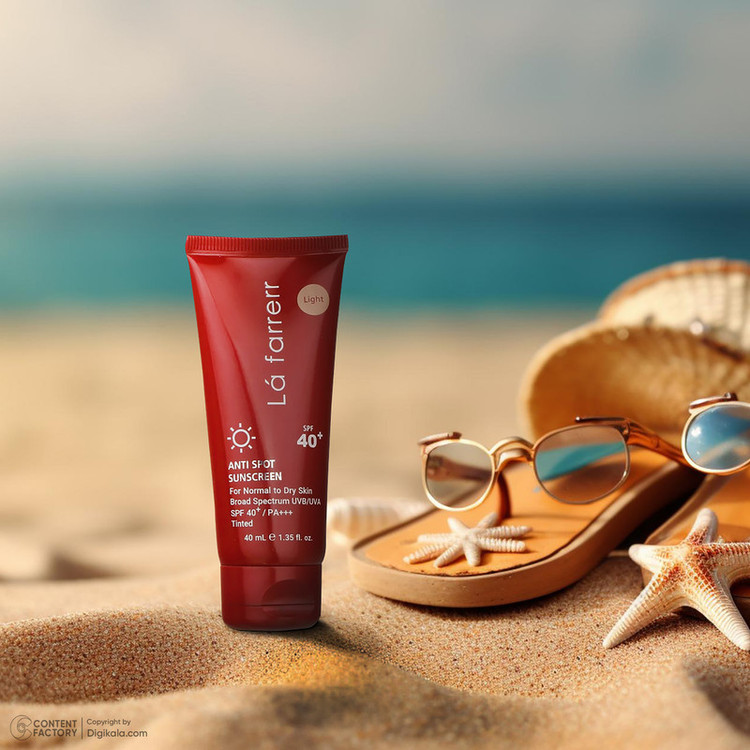 کرم ضدآفتاب و ضدلک رنگی لافارر مدل SPF40-Light، مناسب پوستهای خشک و معمولی، حجم 40 میلیلیتر