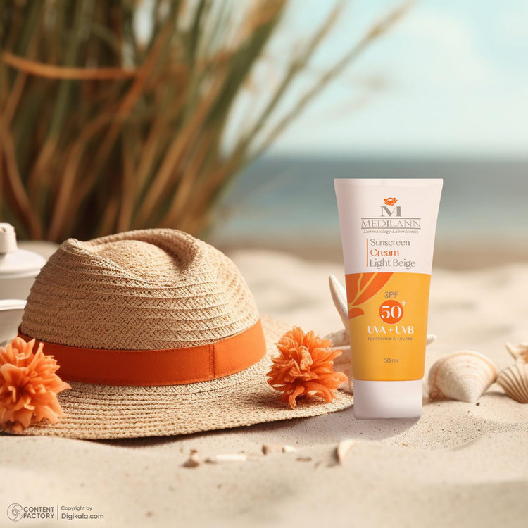 کرم ضدآفتاب رنگی مدیلن SPF50، مناسب پوستهای خشک، حجم 50 میلیلیتر