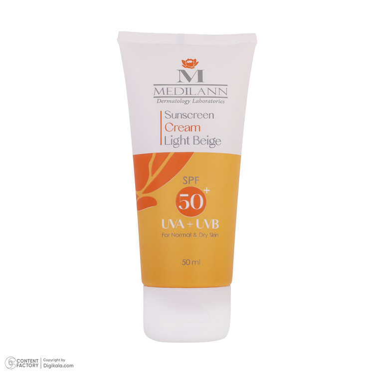 کرم ضدآفتاب رنگی مدیلن SPF50، مناسب پوستهای خشک، حجم 50 میلیلیتر