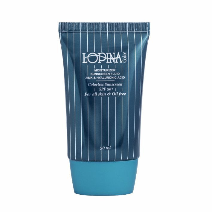 فلوئید ضد آفتاب بی رنگ صورت لوپینا کالر SPF 50 مدل water resistant محافظ UVA ،UVB و PA+++ مناسب برای انواع پوست حجم 50 میلیلیتر