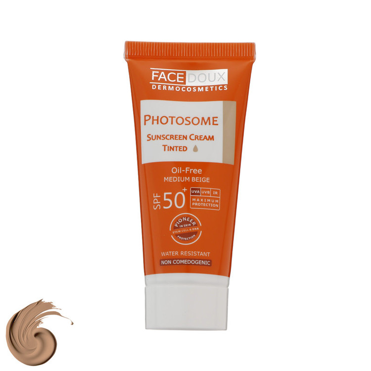 کرم ضد آفتاب رنگی فیس دوکس SPF 50 مدل فوتوزوم محافظ اشعه UVA و UVB مناسب پوستهای چرب حجم 40 میلیلیتر