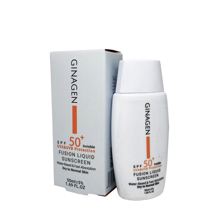 کرم ضد آفتاب بدون رنگ ژیناژن SPF 50 مدل 00 مناسب پوستهای خشک و معمولی حجم 50 میلیلیتر