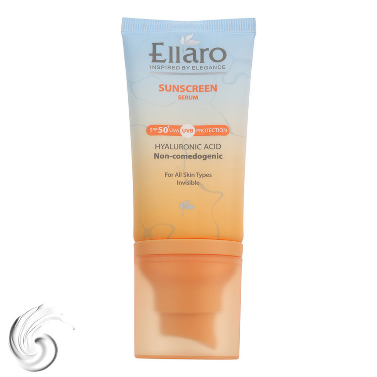 سرم ضد آفتاب بیرنگ صورت الارو SPF 50 مدل Hyaluronic acid محافظ در برابر اشعه UVA و UVB مناسب برای انواع پوست حجم 40 میلیلیتر