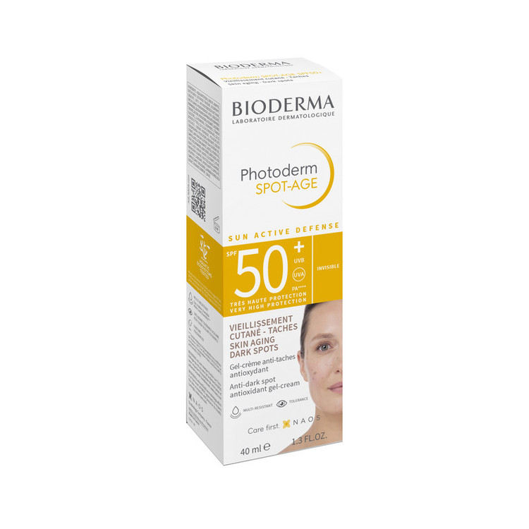 ژل ضد آفتاب بدون رنگ بایودرما +SPF50 مدل Photoderm Spot-Age محافظ UVA ،UVB و PA++++، ضد لک، ضد پیری، ضد آب، مناسب انواع پوست حجم 40 میلیلیتر