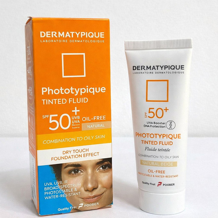 کرم ضدآفتاب رنگی صورت درماتیپیک SPT 50 مدل فلویید محافظ در برابر UVA,UVB,IR مناسب برای پوست چرب حجم ۵۰ میلی لیتر
