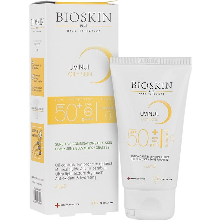 کرم ضد آفتاب بیرنگ بایو اسکین پلاس SPF 50 مدل OS محافظ UVA ،UVB و PA+++،مناسب برای پوست چرب و مختلط حجم ۴۰ میلیلیتر