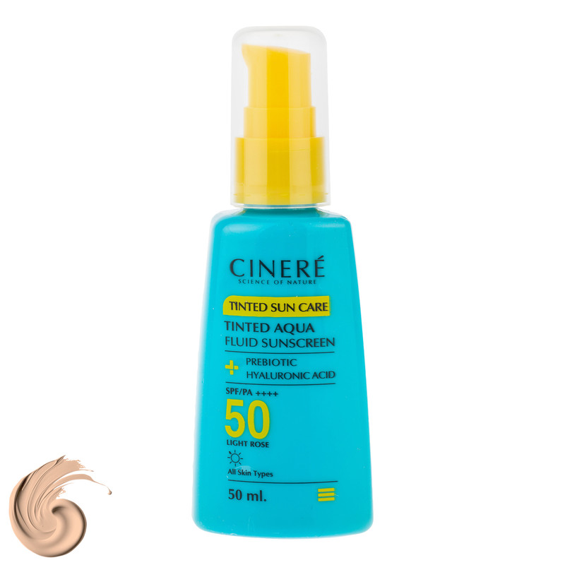 فلوئید ضد آفتاب رنگی لایت رز صورت سینره SPF 50 مدل AQUA ‌محافظ UVA ،UVB و ++++PA مناسب برای انواع پوست حجم 50 میلی‌لیتر
