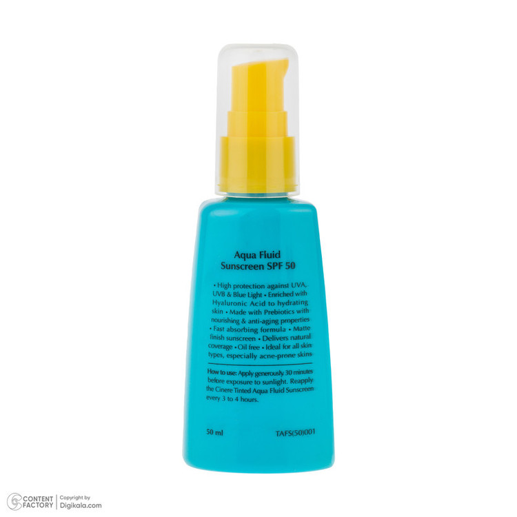 فلوئید ضد آفتاب رنگی لایت رز صورت سینره SPF 50 مدل AQUA محافظ UVA ،UVB و ++++PA مناسب برای انواع پوست حجم 50 میلیلیتر