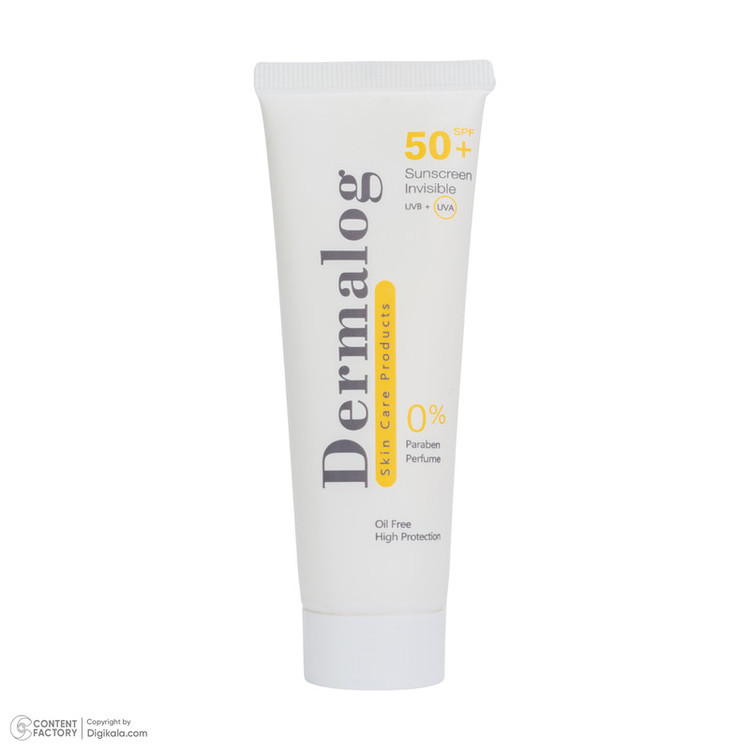 کرم ضد آفتاب بیرنگ صورت درمالوگ SPF 50 مدل 02 محافظ در برابر اشعه UVA مناسب برای انواع پوست حجم 50 میلیلیتر