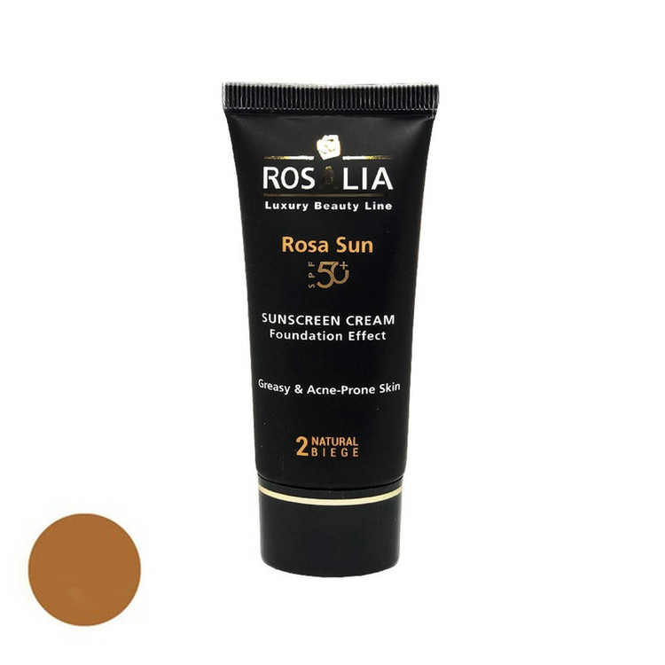 کرم ضد آفتاب رنگی رزالیا SPF 50 مدل 2 مناسب پوستهای چرب و مختلط حجم 40 میلی لیتر