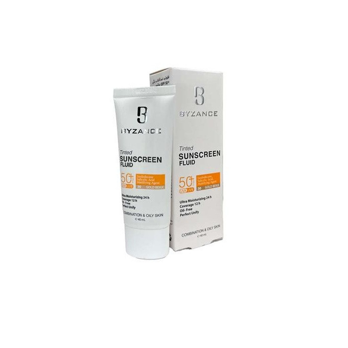 کرم ضد آفتاب رنگی صورت بیزانس SPF 50 مدل Gold Beight 30 محافظ در برابر UVA/UVB مناسب برای پوست چرب و مختلط حجم 40 میلیلیتر