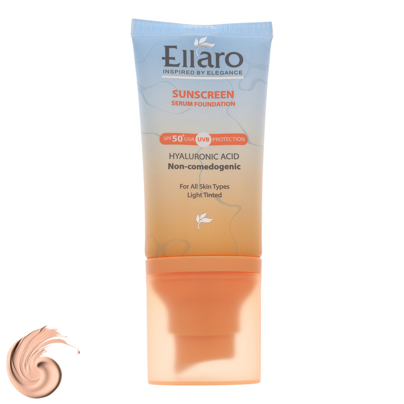 سرم ضد آفتاب رنگی light tinted صورت الارو SPF50 مدل Hyaluronic acid ‌محافظ در برابر اشعه UVA و UVB مناسب برای انواع پوست حجم 40 میلی‌لیتر